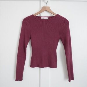 Zara Ribbed Knit Long Sleeve Top